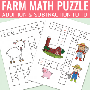 Farm Math Puzzle Worksheets