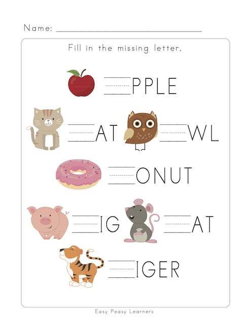 Fill in the Missing Letter Worksheet Worksheet missing letter fill esl