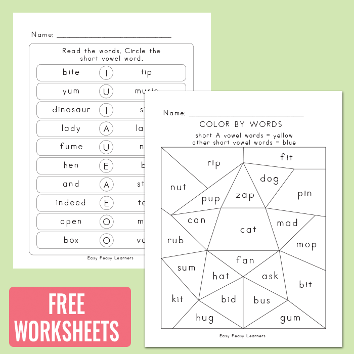 Free Short Vowel Worksheets