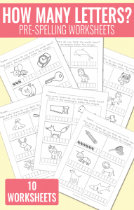 How Many Letters? Pre-Spelling Worksheets