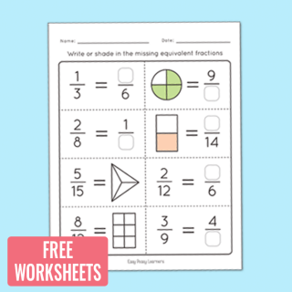 Equivalent Fractions Worksheets - Fractions Unit - Easy Peasy Learners