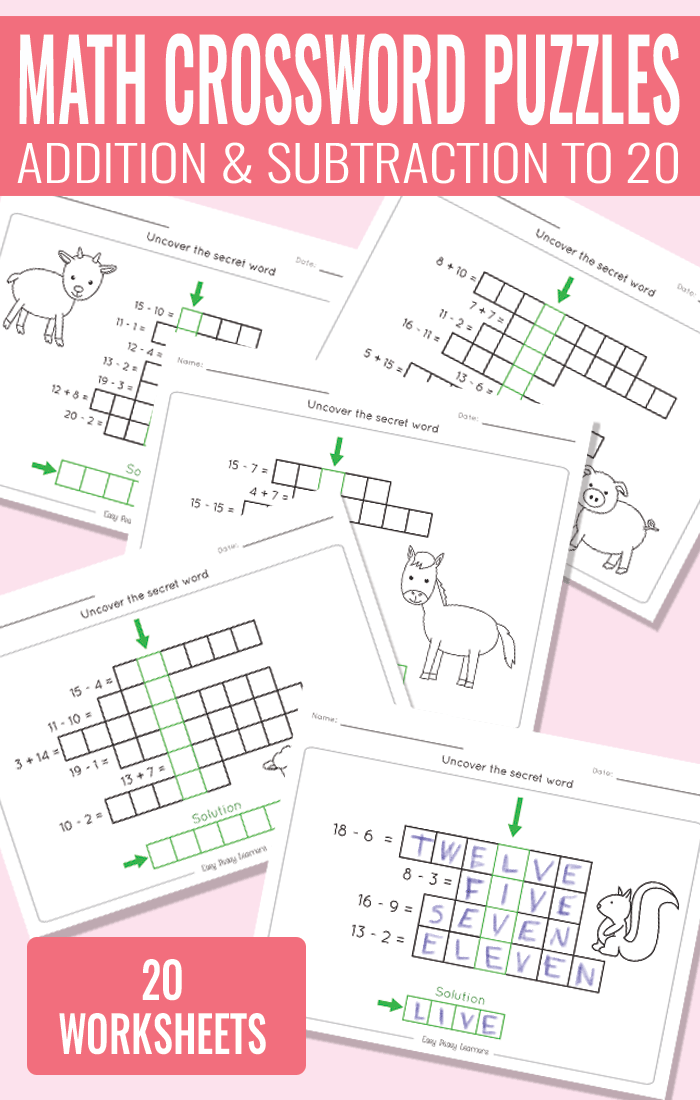 math-crossword-puzzles-addition-and-subtraction-to-20-worksheets-for-kids