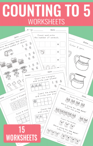 Counting to 5 Worksheets for Kindergarten
