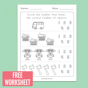 Free Printable Counting to 5 Worksheet for Kindergarten