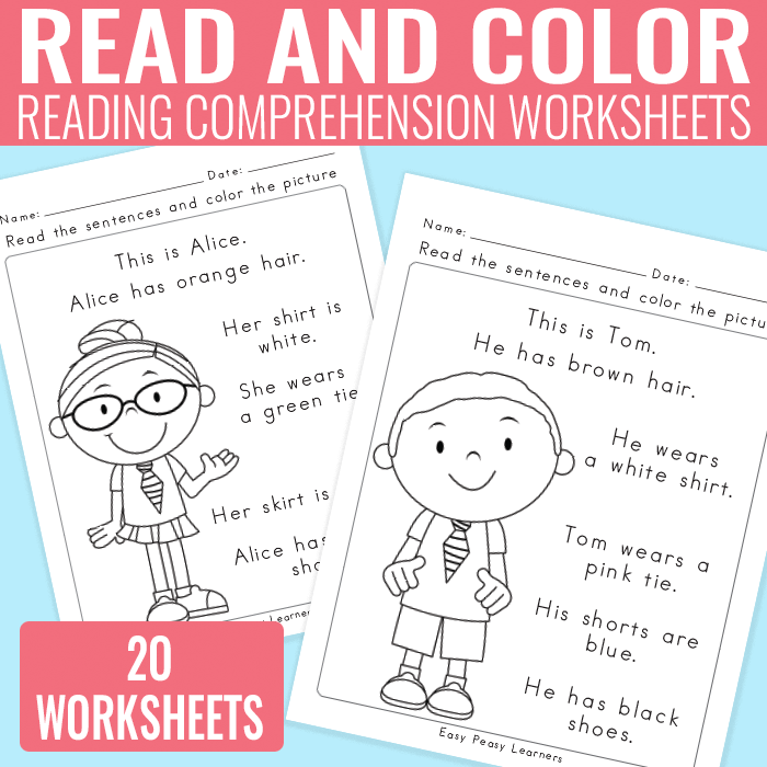 Kindergarten and Grade 1 Reading Comprehension Worksheets