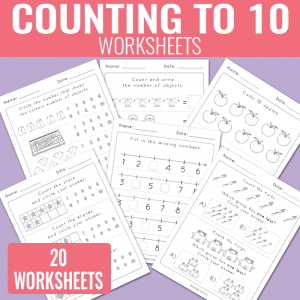 Counting to 10 Kinergarten math Worksheets