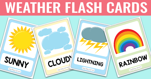 Preschool and Pre Kindergarten learning activity Weather flash cards 20 card 