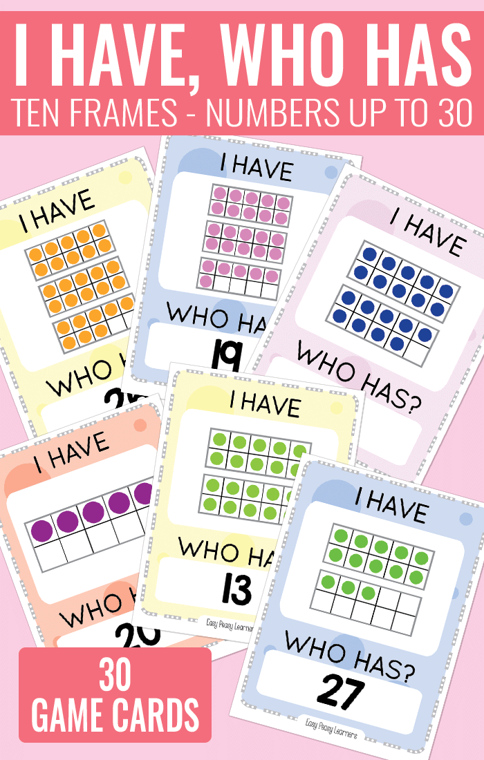 I Have, Who Has Ten Frames up to 30 Game - Perfect Kindergarten Ten Frame Game