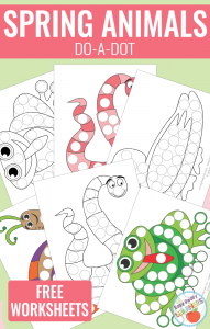 Cute Spring Animals - Do a Dot Printables - frog, duck, worm and snail