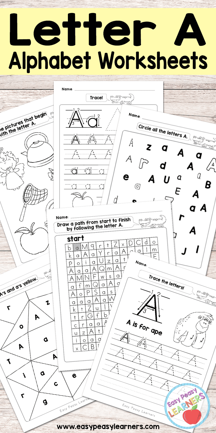 Letter A Worksheets Alphabet Series Easy Peasy Learners