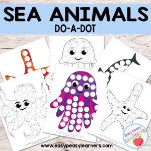 Free Sea Animals - Do a Dot Printables - starfish, killer whale, octopus and jellyfish