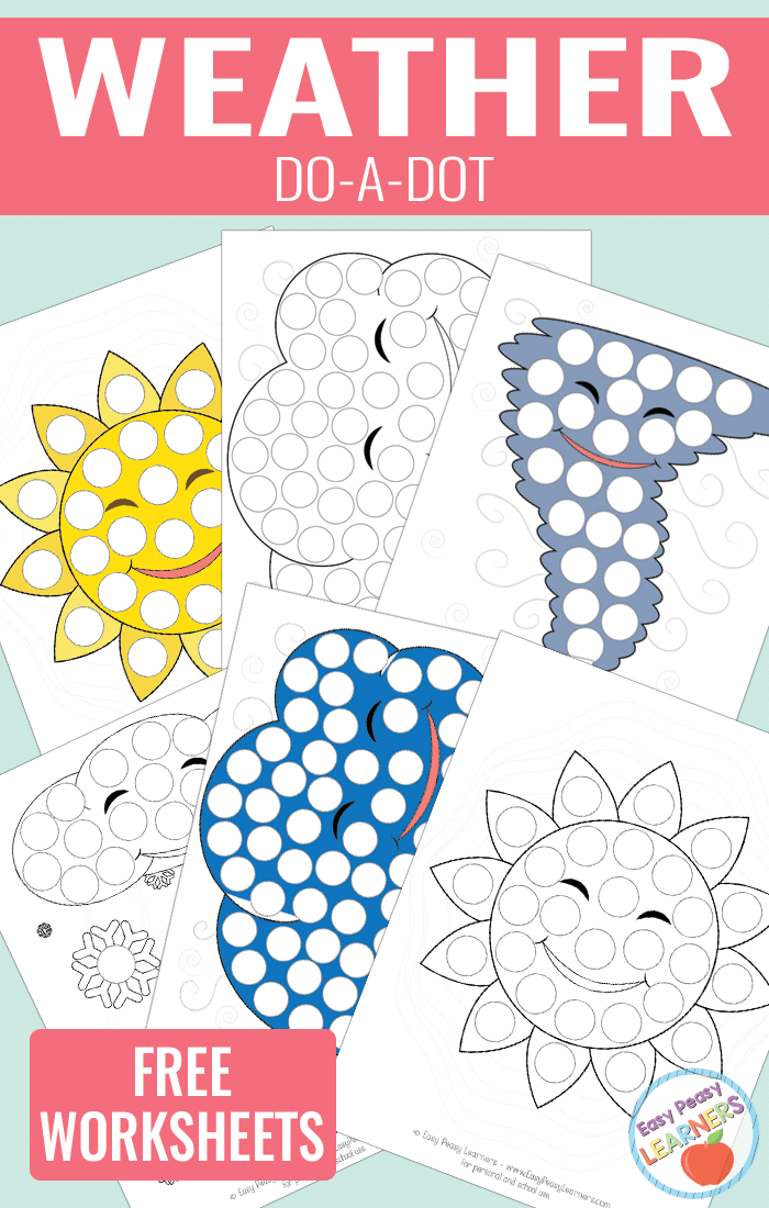 Lovely Weather Do a Dot Printables - sun, cloud, tornado and snow