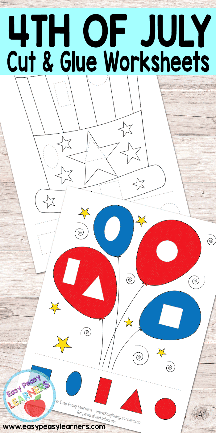 4th of July - Cut and Glue Worksheets