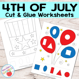 Free 4th of July Cut and Glue Worksheets