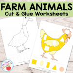 Free Farm Animals Cut and Glue Worksheets