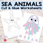 Free Sea Animals Cut and Glue Worksheets
