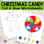 Free Christmas Candy Cut and Glue Worksheets