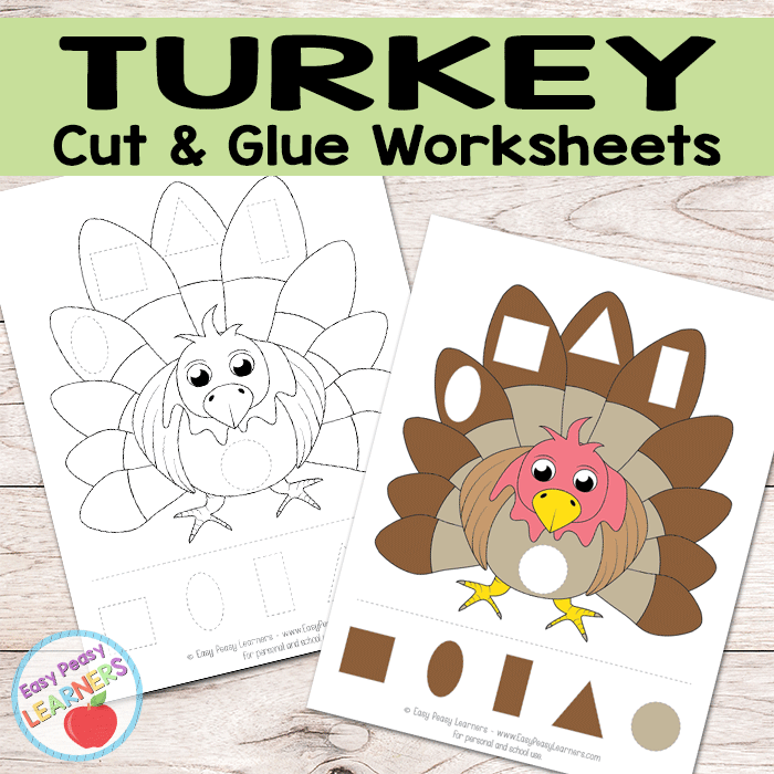 Free Turkey Cut and Glue Worksheets