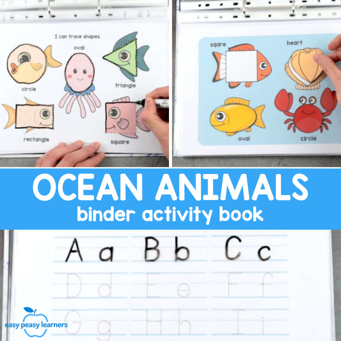Quiet Book Printable Ocean Animals Binder for Preschool and Kindergarten -  Easy Peasy Learners