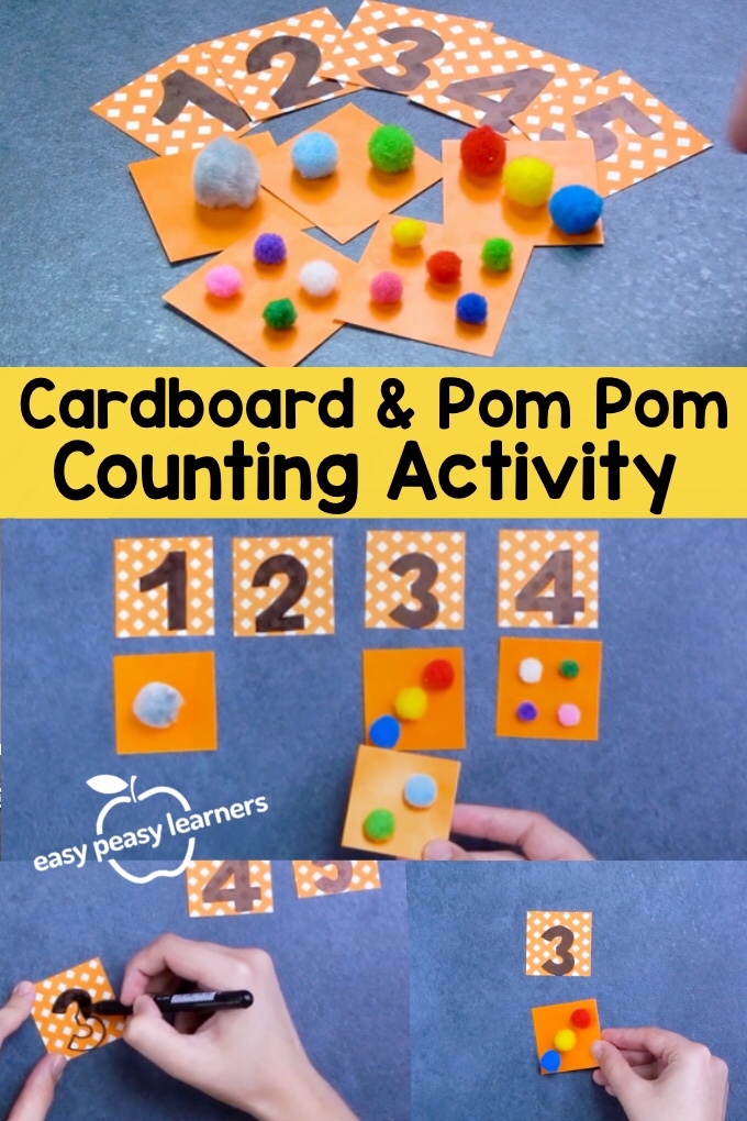 Cardboard and Pom Pom Counting Activity